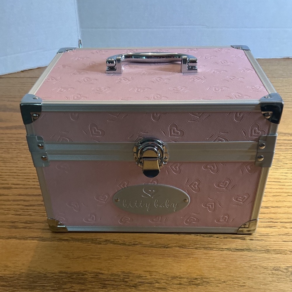 American Girl Bitty Baby Pink Heart Embossed Trunk Storage Case Doll Accessory